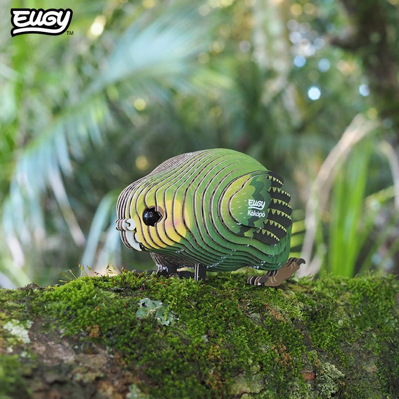 EUGY Kakapo 3D cardboard model kit - built model on display