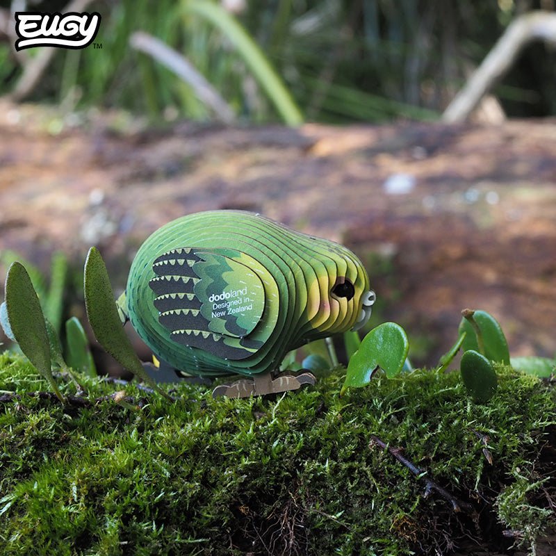 EUGY Kakapo 3D cardboard model kit - built model on display