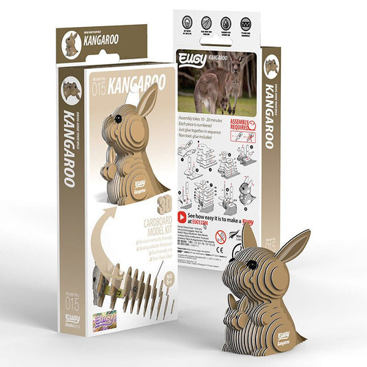 EUGY Kangaroo 3D cardboard model kit, eco-friendly assembled puzzle figure
