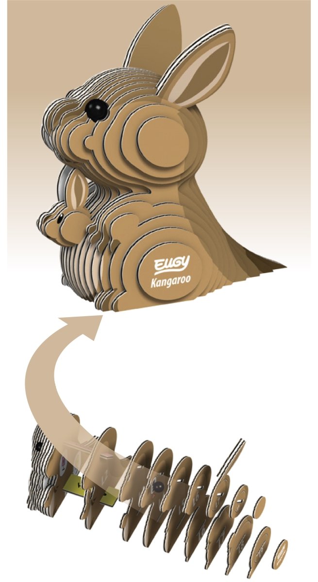 EUGY Kangaroo 3D cardboard model kit - box front