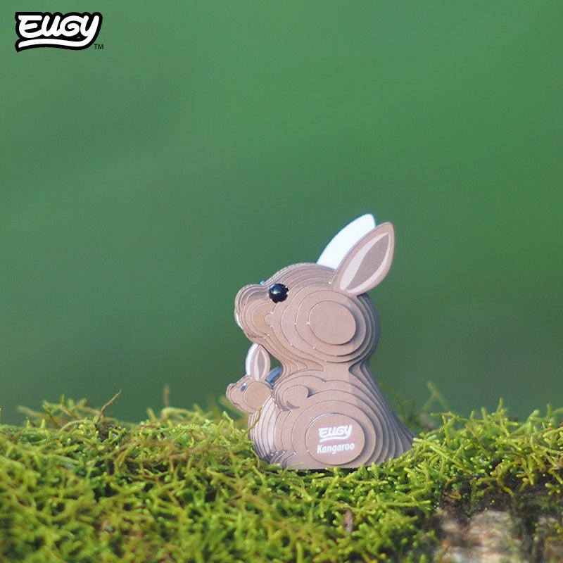 EUGY Kangaroo 3D cardboard model kit - built model on display