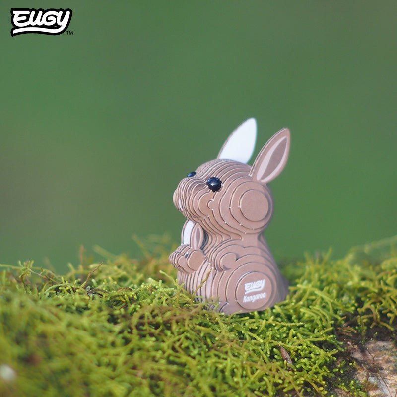 EUGY Kangaroo 3D cardboard model kit - built model on display