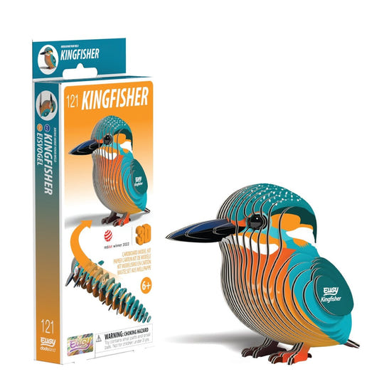 EUGY Kingfisher 3D cardboard model kit, eco-friendly assembled puzzle figure