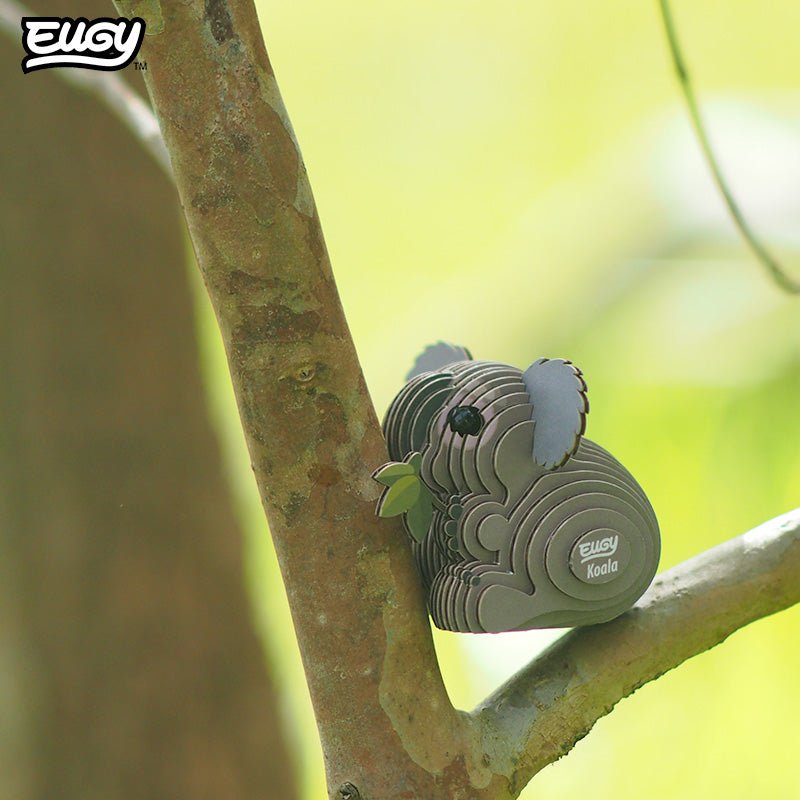 EUGY Koala 3D cardboard model kit - built model on display