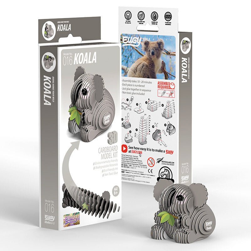 EUGY Koala 3D cardboard model kit, eco-friendly assembled puzzle figure