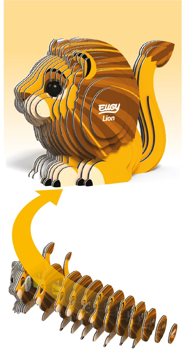EUGY Lion 3D cardboard model kit - box front