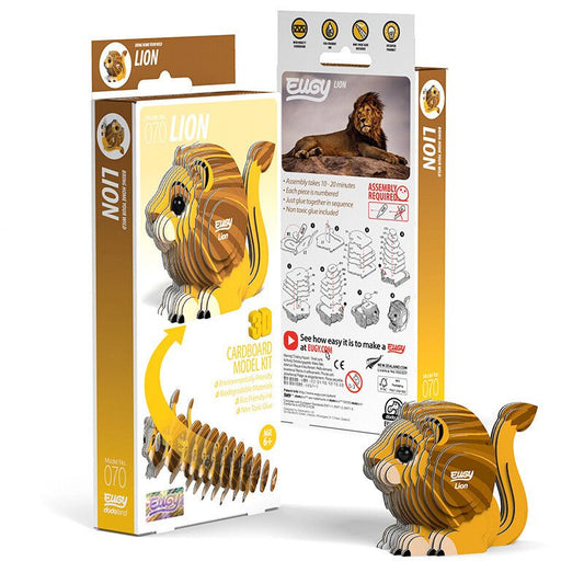 EUGY Lion 3D cardboard model kit, eco-friendly assembled puzzle figure