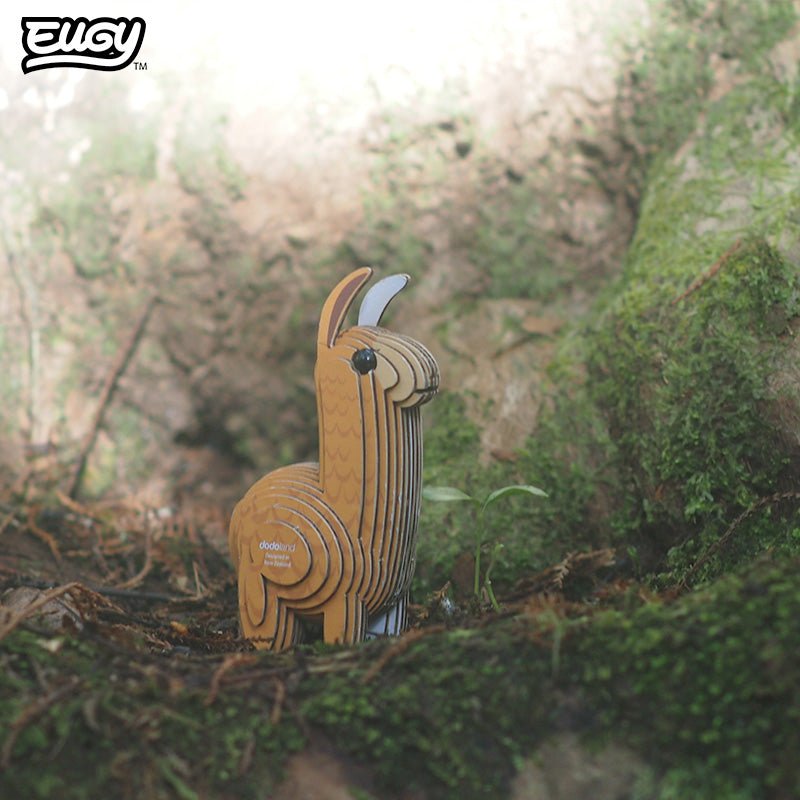 EUGY Llama 3D cardboard model kit - built model on display
