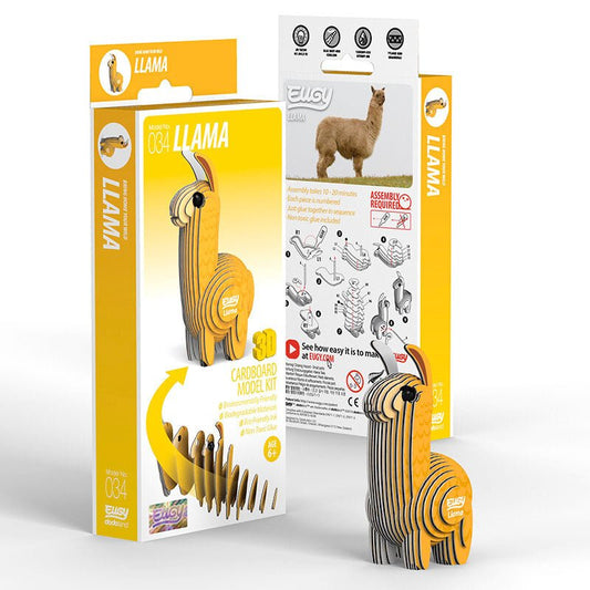 EUGY Llama 3D cardboard model kit, eco-friendly assembled puzzle figure