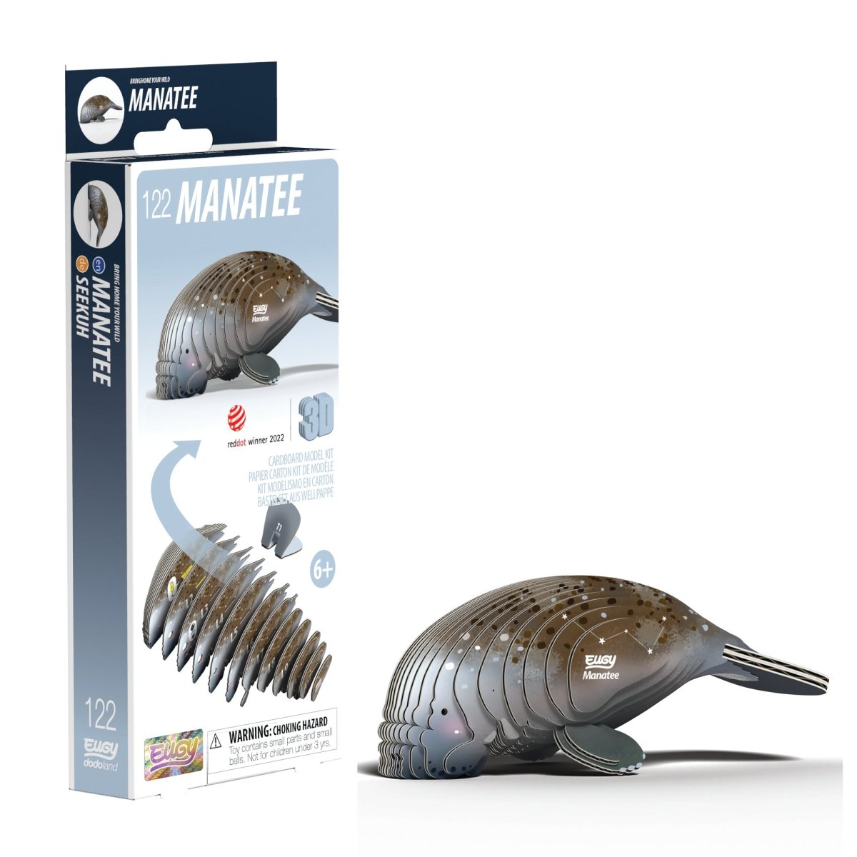 EUGY Manatee 3D cardboard model kit, eco-friendly assembled puzzle figure