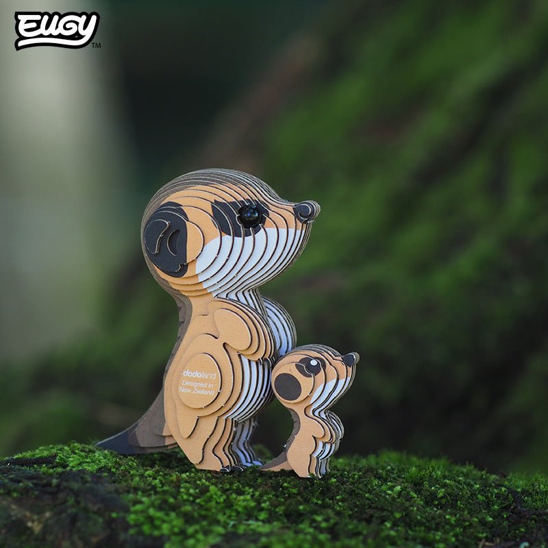 EUGY Meerkat 3D cardboard model kit - built model on display