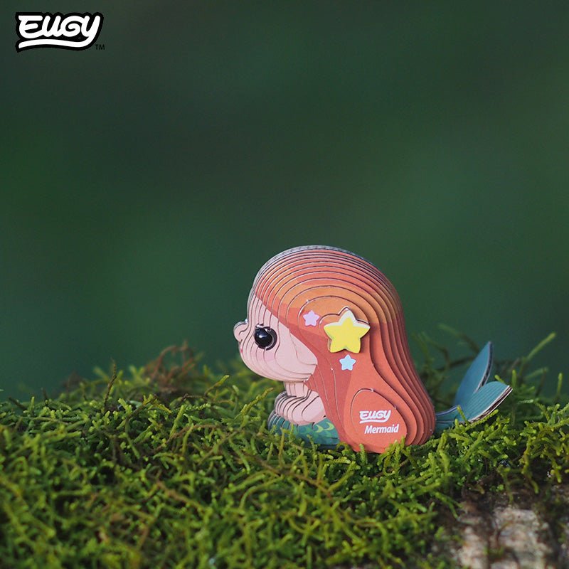 EUGY Mermaid 3D cardboard model kit - built model on display