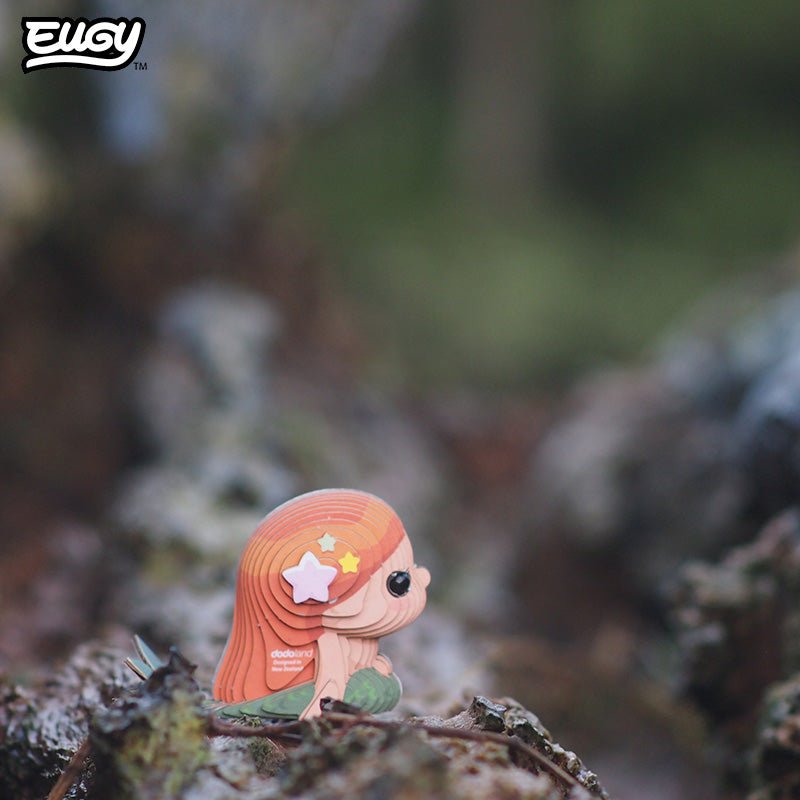 EUGY Mermaid 3D cardboard model kit - built model on display