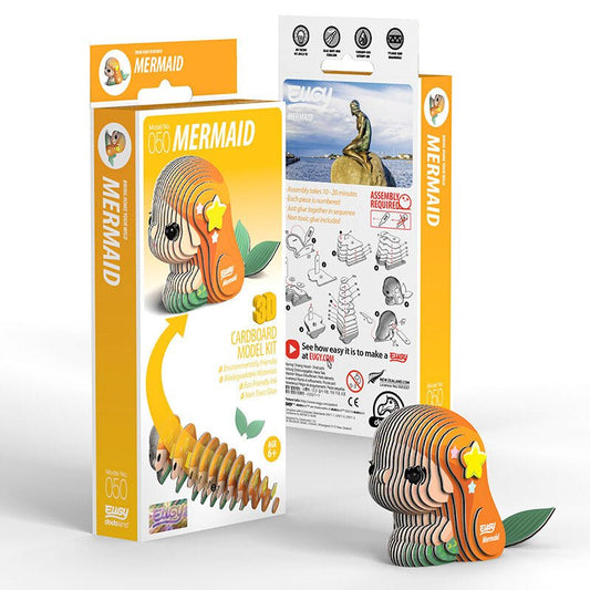 EUGY Mermaid 3D cardboard model kit, eco-friendly assembled puzzle figure