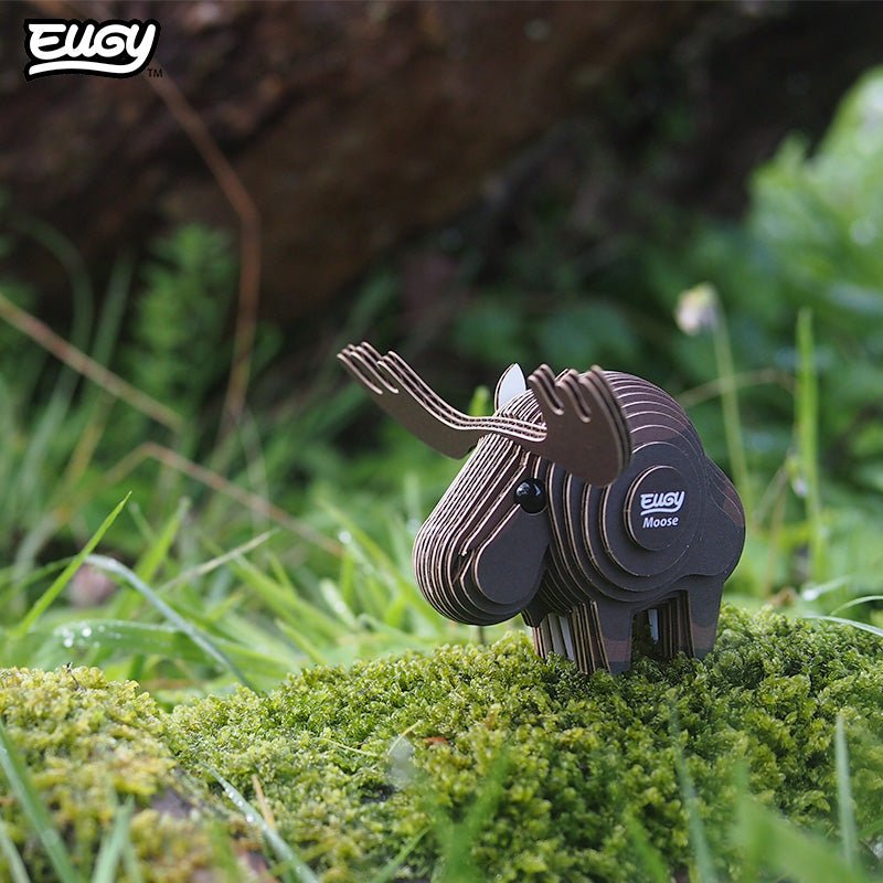 EUGY Moose 3D cardboard model kit - built model on display