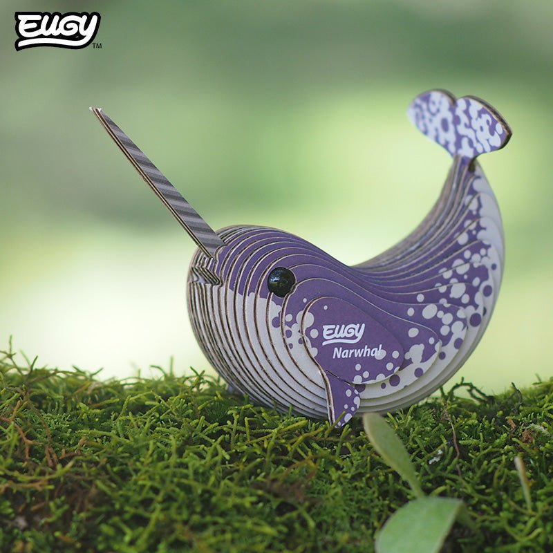 EUGY Narwhal 3D cardboard model kit - built model on display