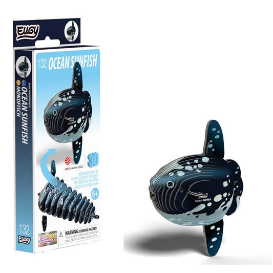 EUGY Ocean Sunfish 3D cardboard model kit, eco-friendly assembled puzzle figure