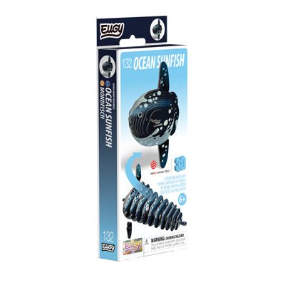 EUGY Ocean Sunfish 3D card puzzle kit in its box, with the built model shown on the front