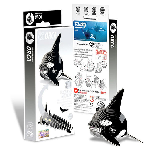 EUGY Orca 3D cardboard model kit, eco-friendly assembled puzzle figure