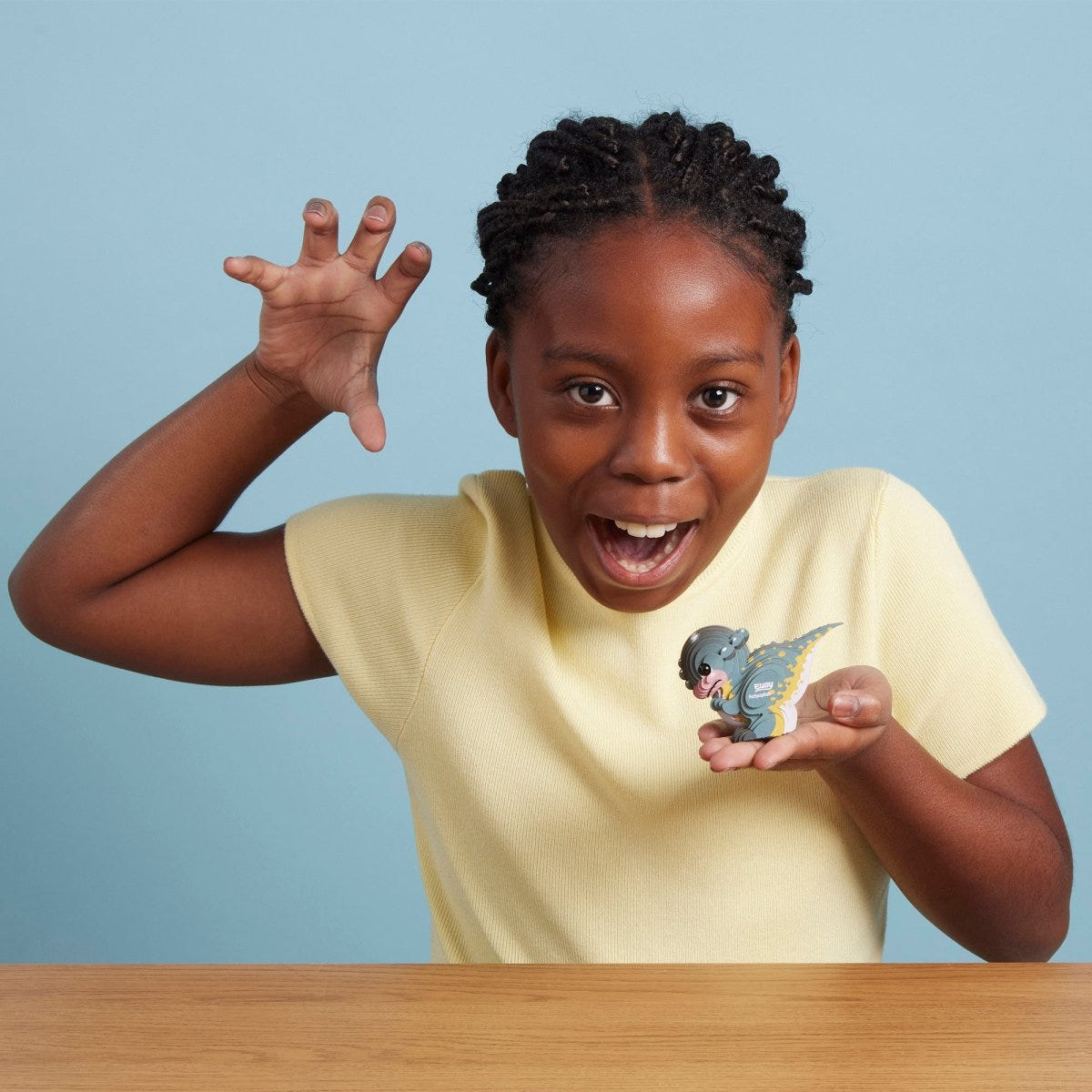 EUGY Pachycephalo 3D cardboard model kit - child with the finished model