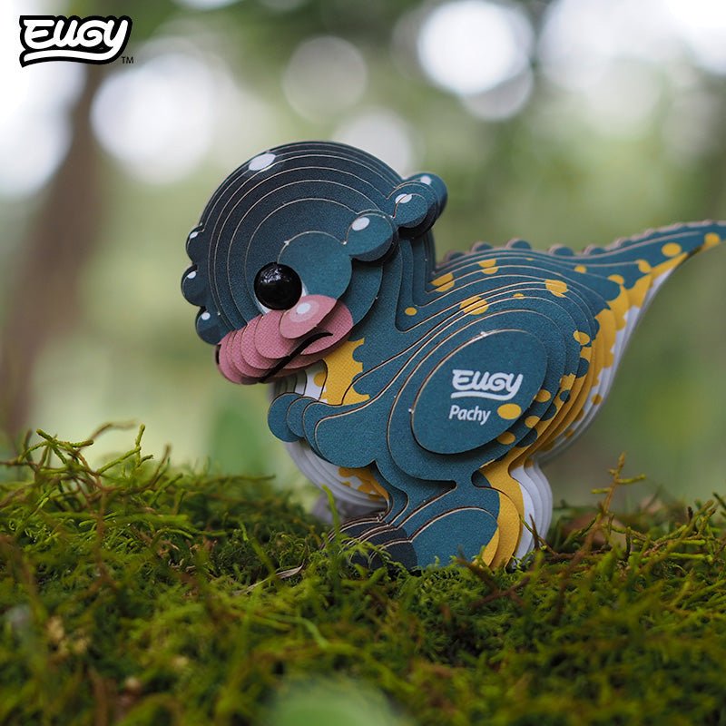 EUGY Pachycephalo 3D cardboard model kit - built model on display