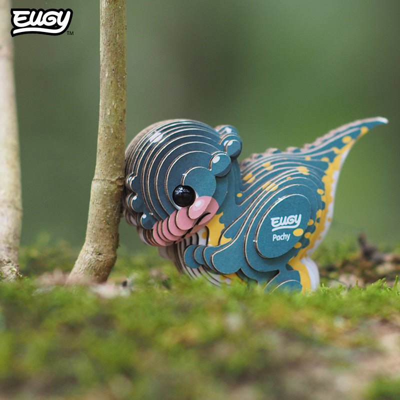 EUGY Pachycephalo 3D cardboard model kit - built model on display