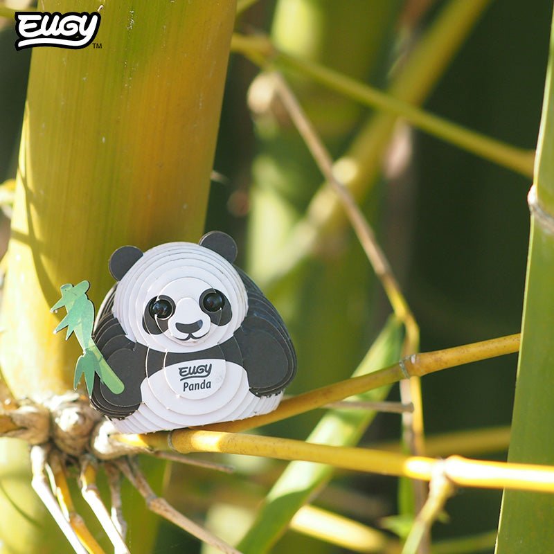 EUGY Panda 3D cardboard model kit - built model on display