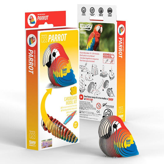 EUGY Parrot 3D cardboard model kit, eco-friendly assembled puzzle figure