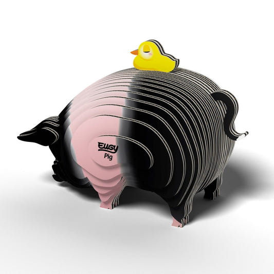 EUGY Pig 3D cardboard model kit - finished model from the back