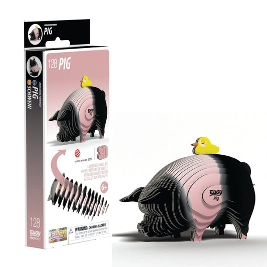 EUGY Pig 3D cardboard model kit, eco-friendly assembled puzzle figure