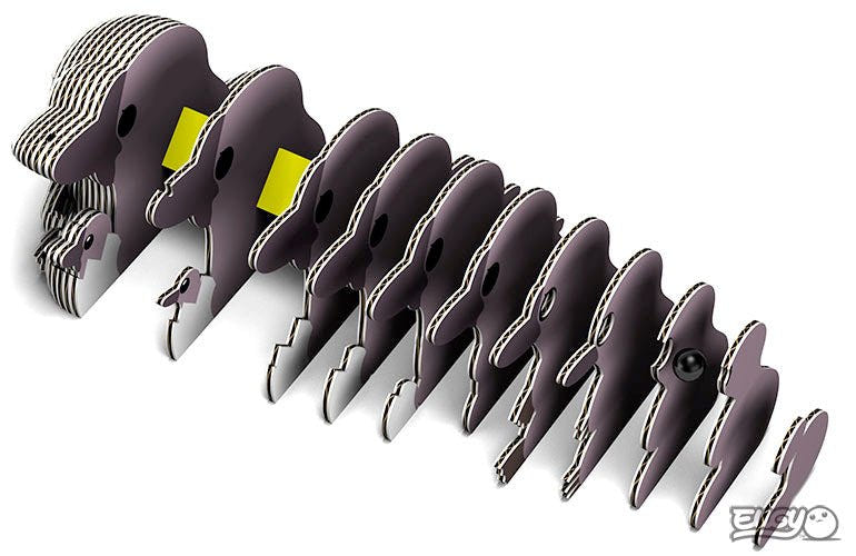 EUGY Platypus card slices laid out in build order, showing the numbered layers