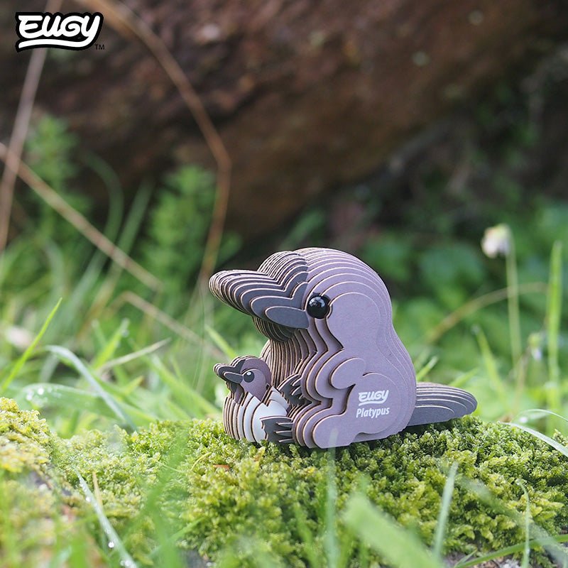 EUGY Platypus 3D cardboard model kit - built model on display