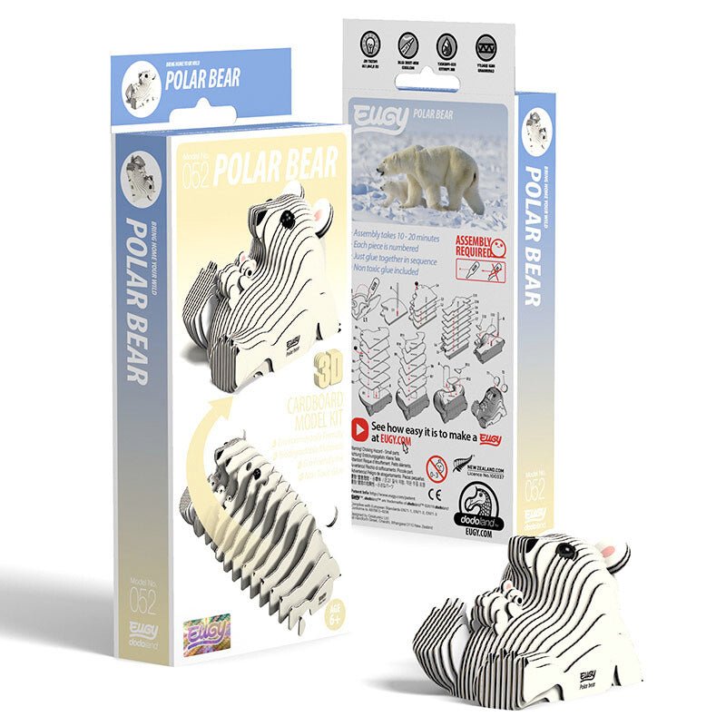 EUGY Polar Bear 3D cardboard model kit, eco-friendly assembled puzzle figure