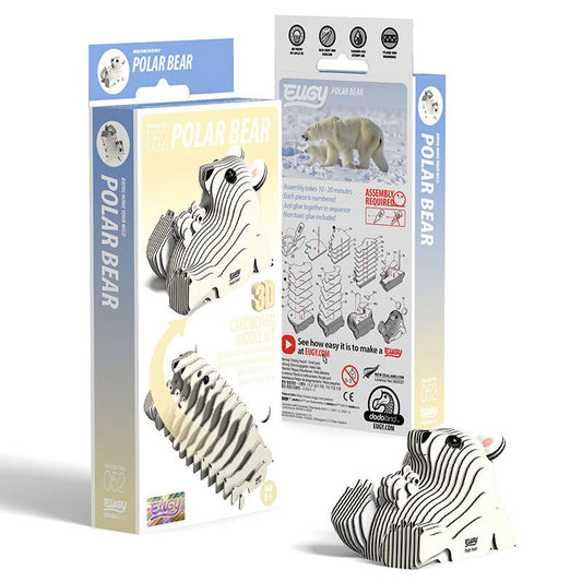EUGY Polar Bear 3D cardboard model kit, eco-friendly assembled puzzle figure