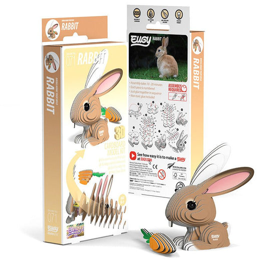EUGY Rabbit 3D cardboard model kit, eco-friendly assembled puzzle figure