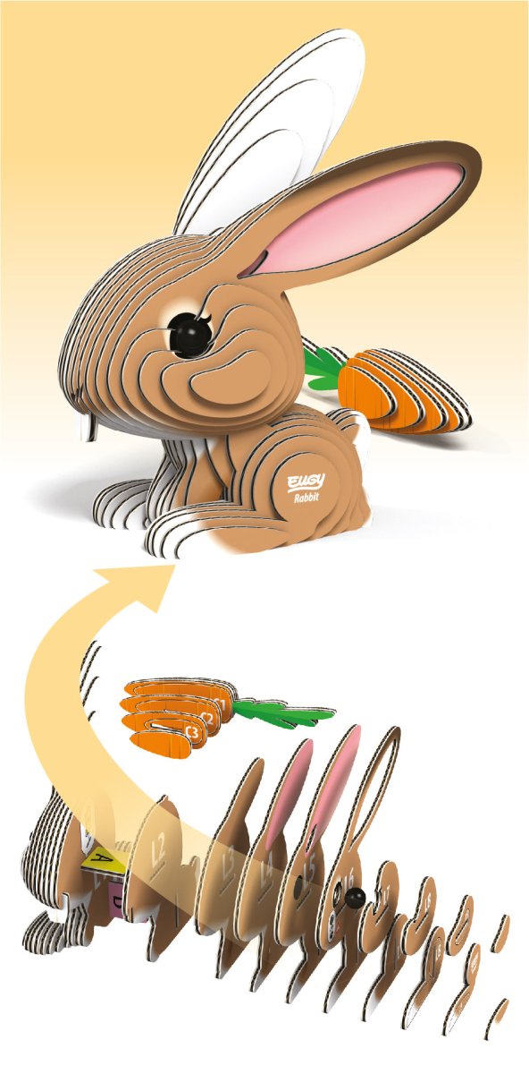 EUGY Rabbit 3D cardboard model kit - box front