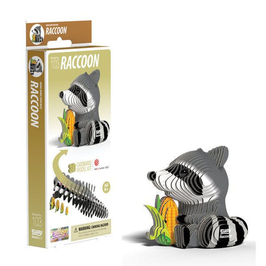 EUGY Raccoon 3D cardboard model kit, eco-friendly assembled puzzle figure