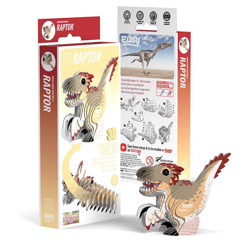 EUGY Raptor 3D cardboard model kit, eco-friendly assembled puzzle figure