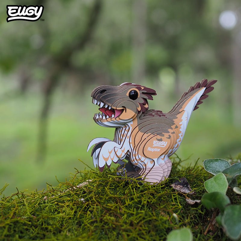 EUGY Raptor 3D cardboard model kit - built model on display