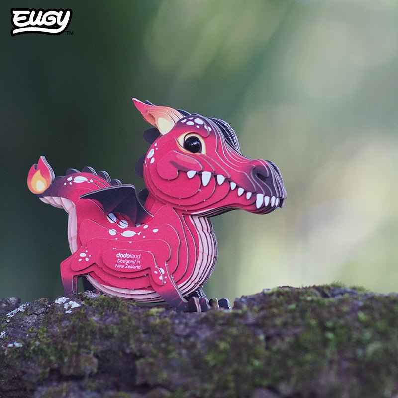 EUGY Red Dragon 3D cardboard model kit - built model on display