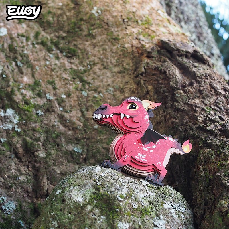EUGY Red Dragon 3D cardboard model kit - built model on display