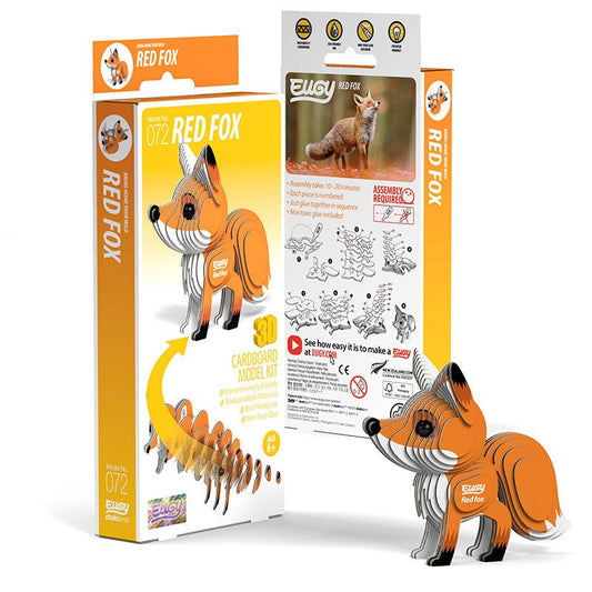 EUGY Red Fox 3D cardboard model kit, eco-friendly assembled puzzle figure