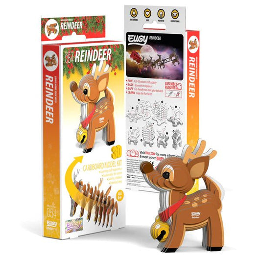 EUGY Reindeer 3D cardboard model kit, eco-friendly assembled puzzle figure