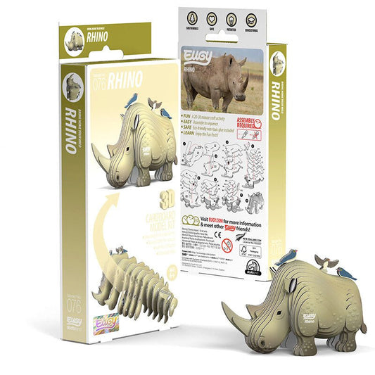 EUGY Rhino 3D cardboard model kit, eco-friendly assembled puzzle figure