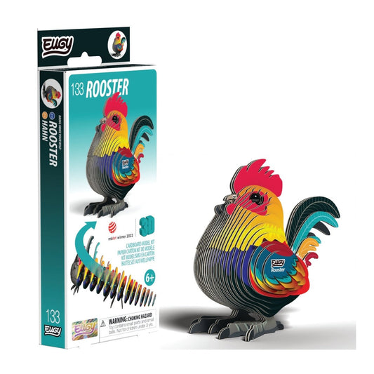 EUGY Rooster 3D cardboard model kit, eco-friendly assembled puzzle figure