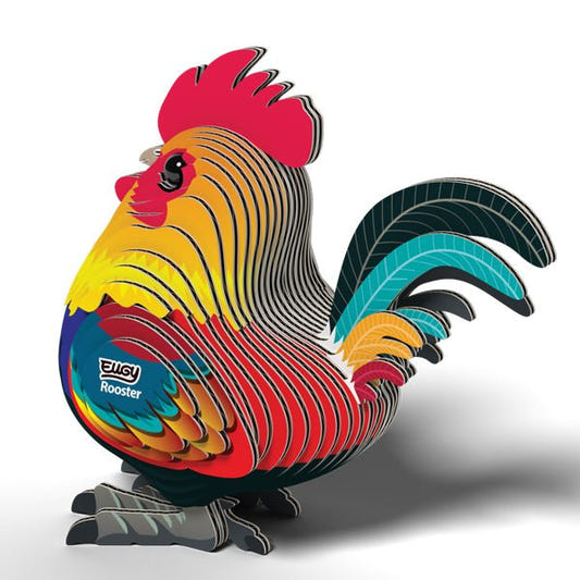 EUGY Rooster 3D cardboard model kit - finished model from the back