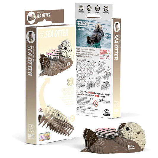 EUGY Sea Otter 3D cardboard model kit, eco-friendly assembled puzzle figure