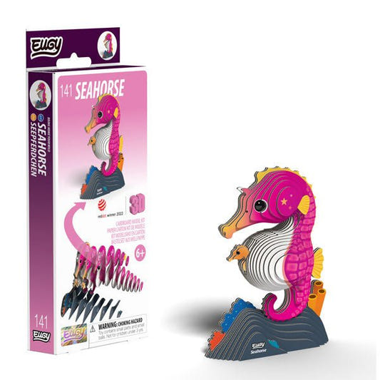 EUGY Seahorse 3D cardboard model kit, eco-friendly assembled puzzle figure