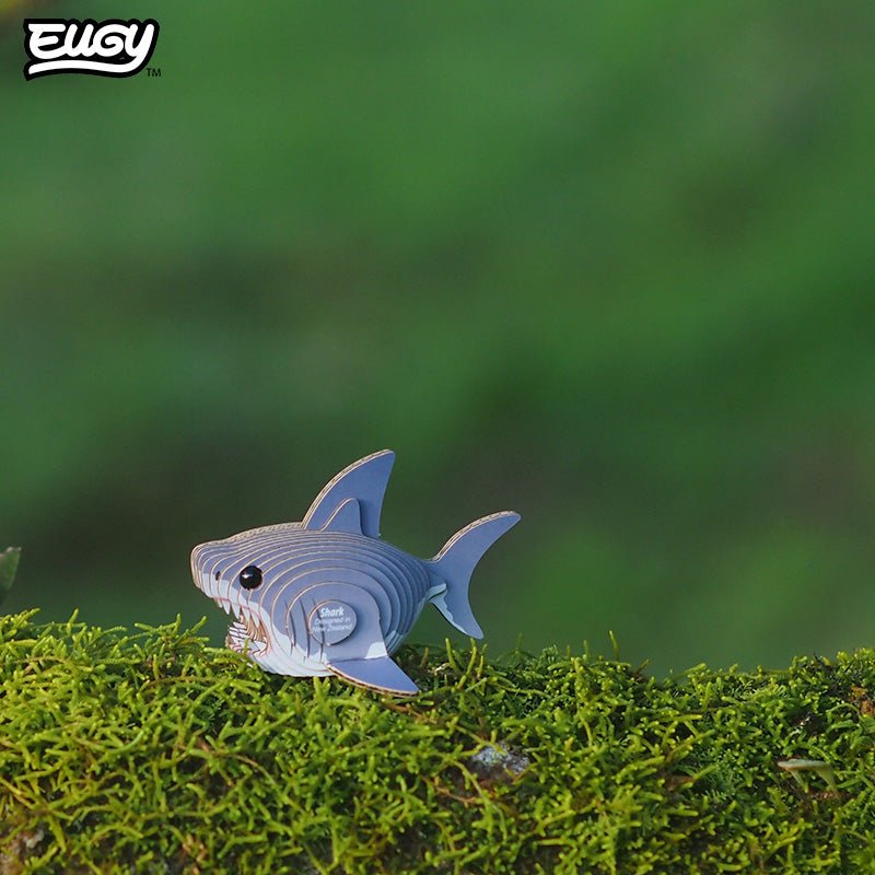 EUGY Shark 3D cardboard model kit - built model on display