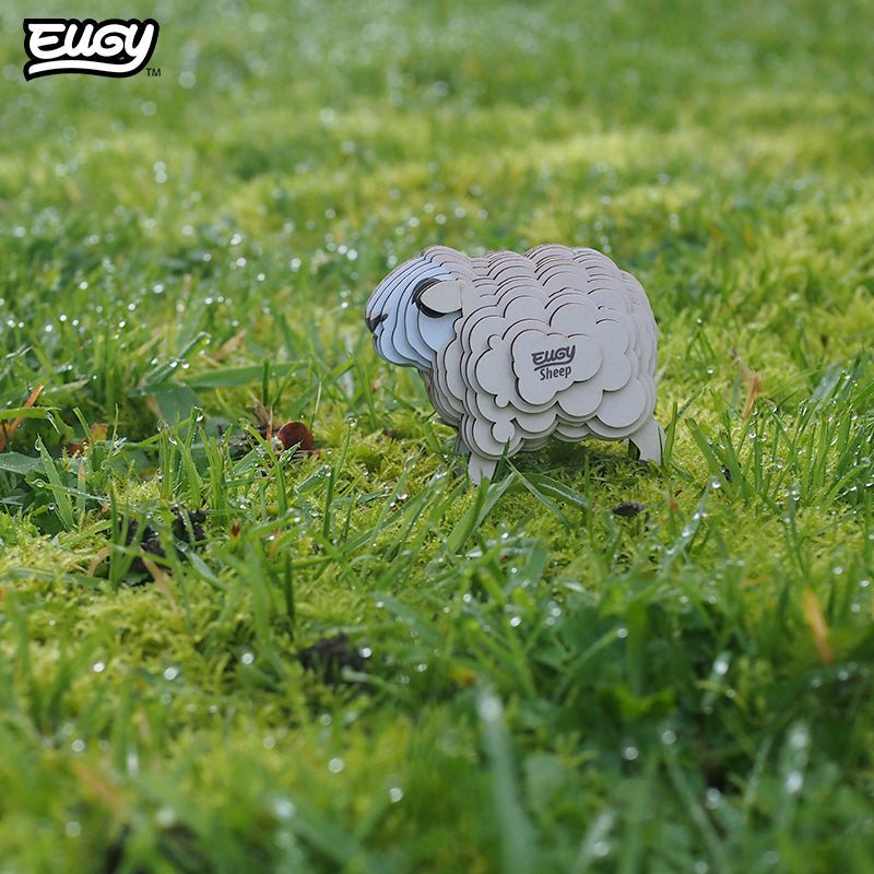 EUGY Sheep 3D cardboard model kit - built model on display